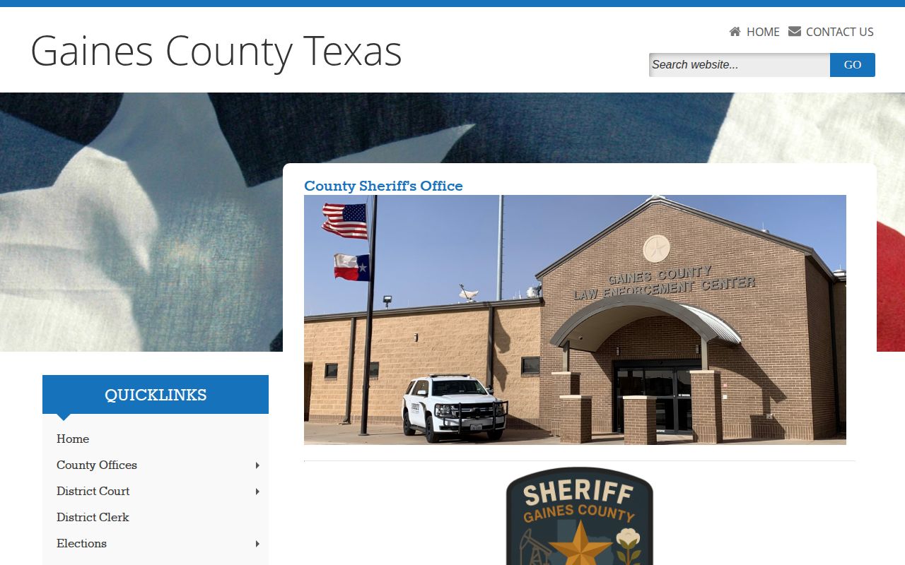 Gaines County warrant record source at Law Enforcement Center