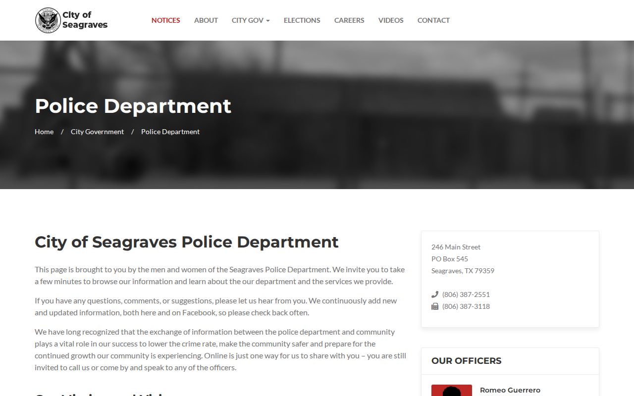 Seagraves arrest records official police source
